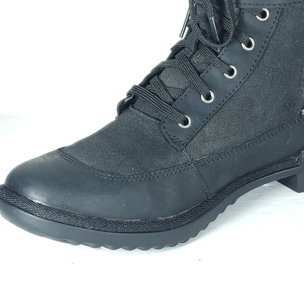 UGG Women's Tulane US7 Black Leather Canvas Waterproof Wool Lined Ankle Boots - Picture 13 of 16